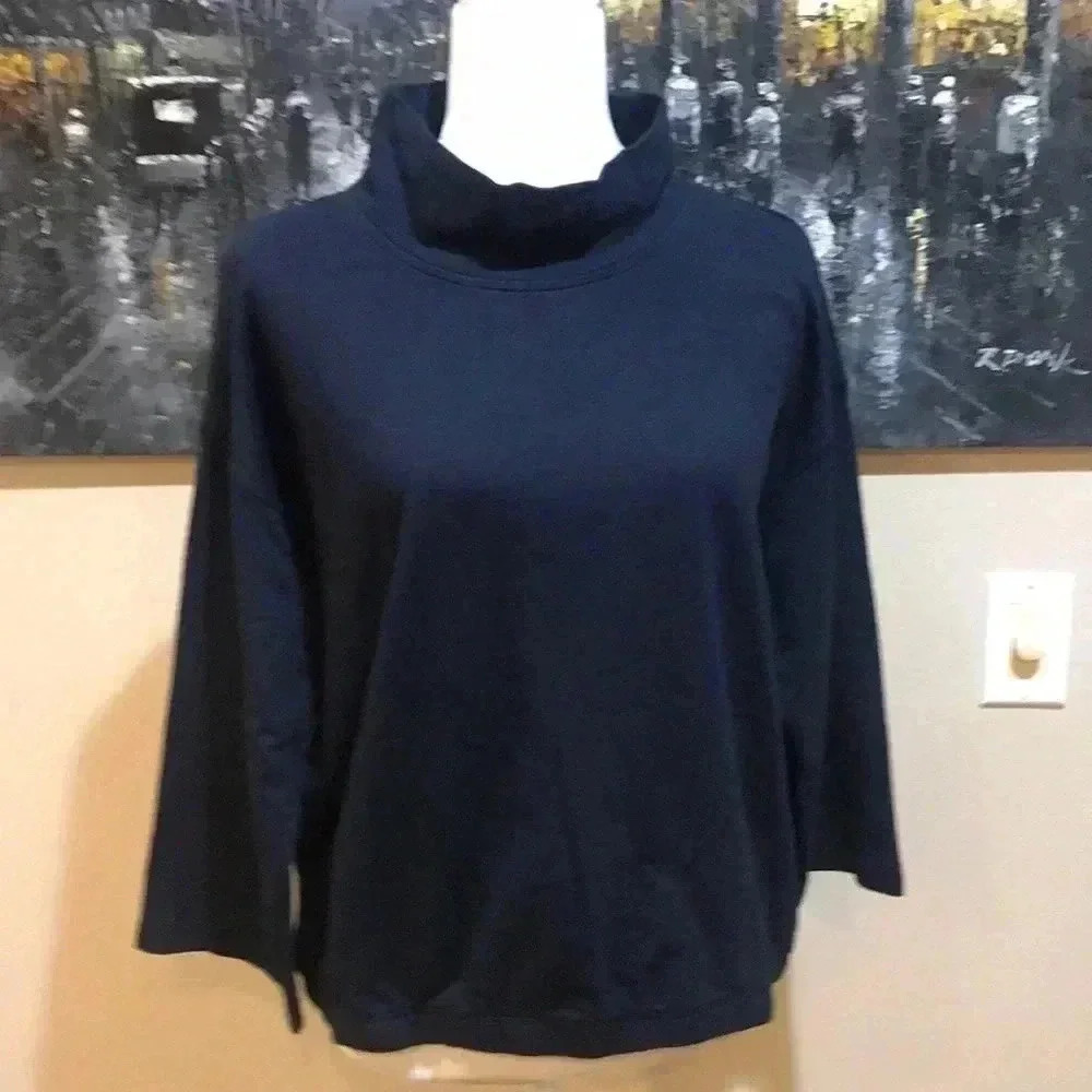 J. Jill Fit Cotton Blend Soft Cowl Neck Elastic Waist 3/4 Sleeves Top-Size MP
